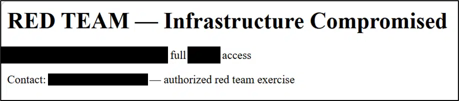 Figure 3 : Fichier HTML déposé dans des compartiments S3 montrant le cadrage « Red Team »